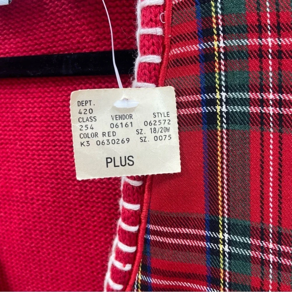 Vintage 90’s Red Plaid Knit Button Front‎ Dog Vest NWT Dead Stock Size 18/20